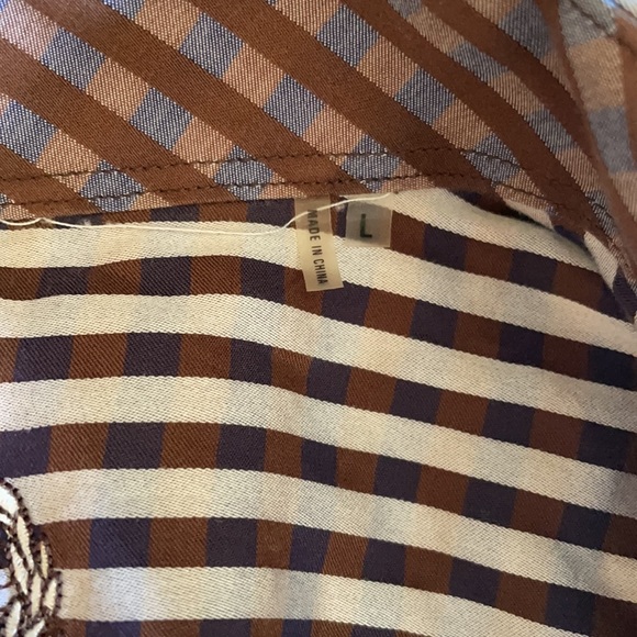 Bugatchi long sleeve casual button down shirt size large blue,brown - Picture 8 of 8